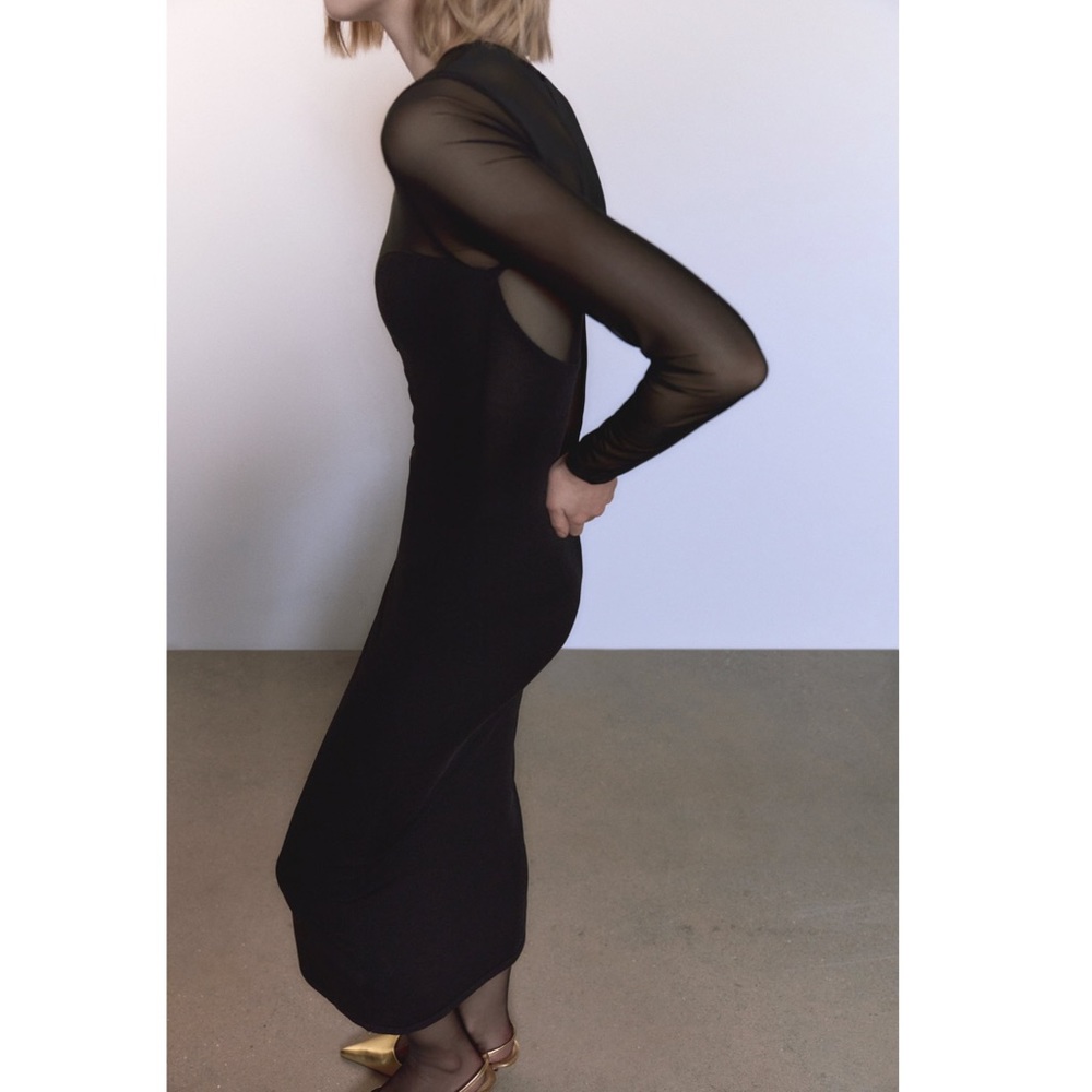 Zara SEMI-SHEER DETAIL KNIT DRESS - Picture 13 of 16